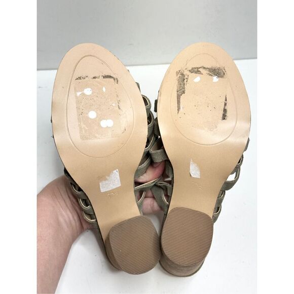 Crevo Hazelle Block Heel Mule Womens 7.5 Sage Slip On Leather Suede Sandal - Picture 9 of 9